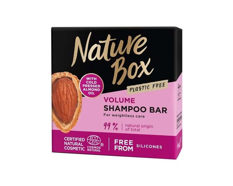 Nature Box Shampoo Bar with Cold-Pressed Almond Oil 85g - Weightless Volume Vegan and Silicone-Free