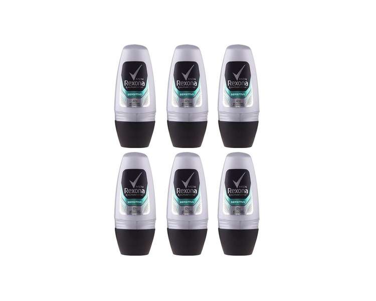 Rexona Sensitive Anti-perspirant Deodorant Roll On for Men 50ml - Pack of 6