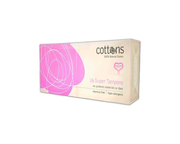 Cottons Tampons Without Applicator 100% Cotton 16 Pack