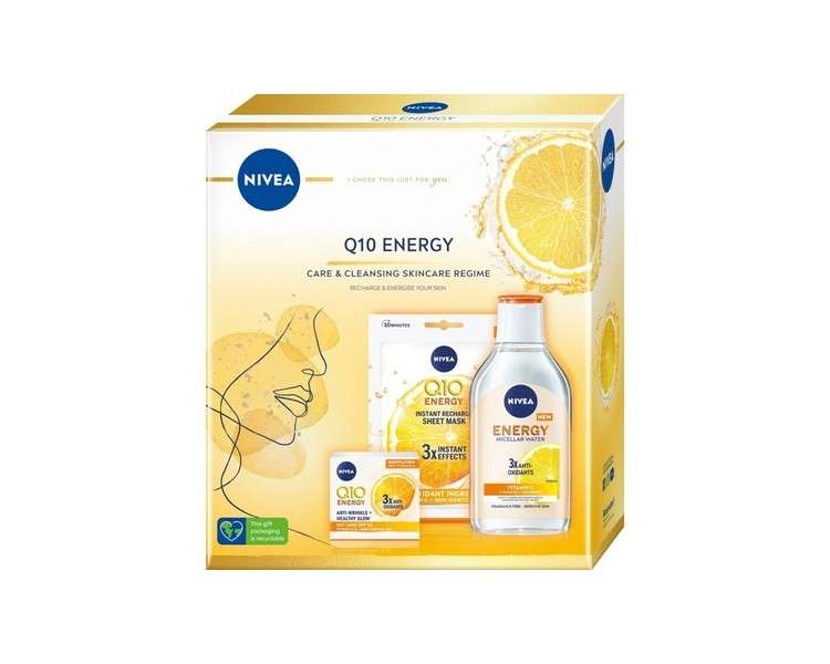 Nivea Q10 Energy Gift Set Day Cream 50ml+Mask Sheet+Micellar Lotion 400ml