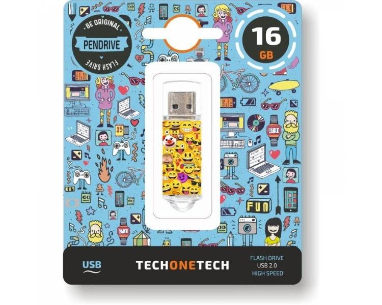 Memoria USB Pen Drive 16gb tech one tech emojis usb 2.0