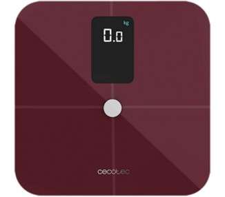 Cecotec Surface Precision 10400 Smart Healthy Vision Garnet Smart Bathroom Scale 15 Parameters Burgundy