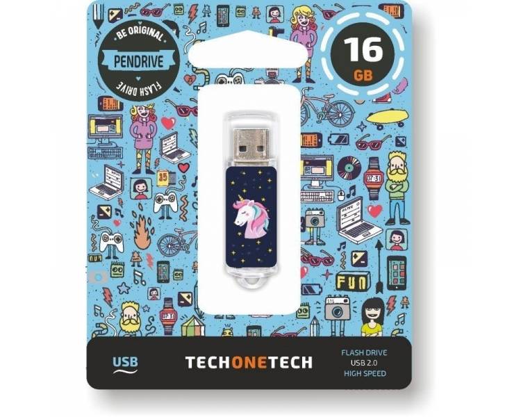 Memoria USB Pen Drive 16gb tech one tech unicornio dream usb 2.0