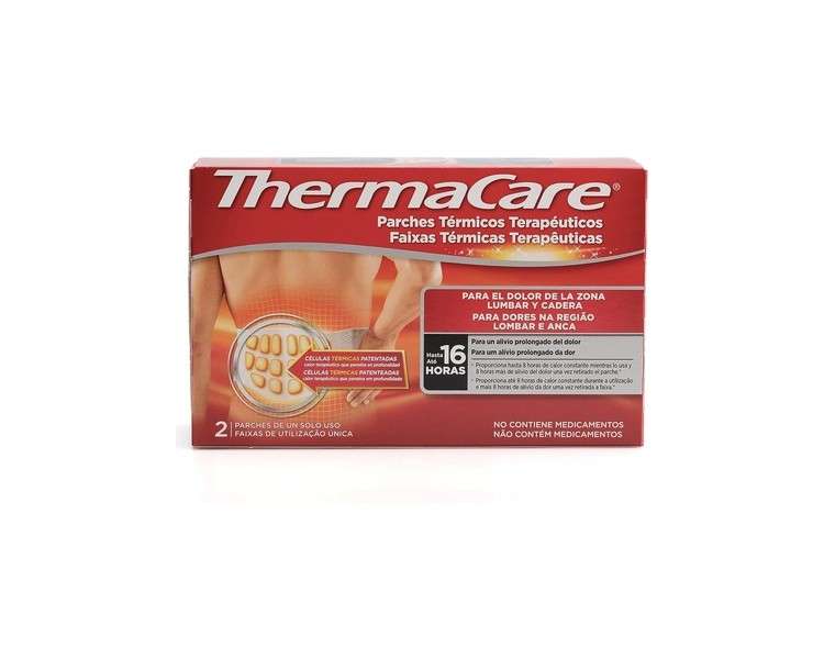 ThermaCare Therapeutic Thermal Patches for Lumbar and Hip Pain - Up to 16 Hours of Prolonged Pain Relief - Drug Free - 2 Patches - Pack of 2