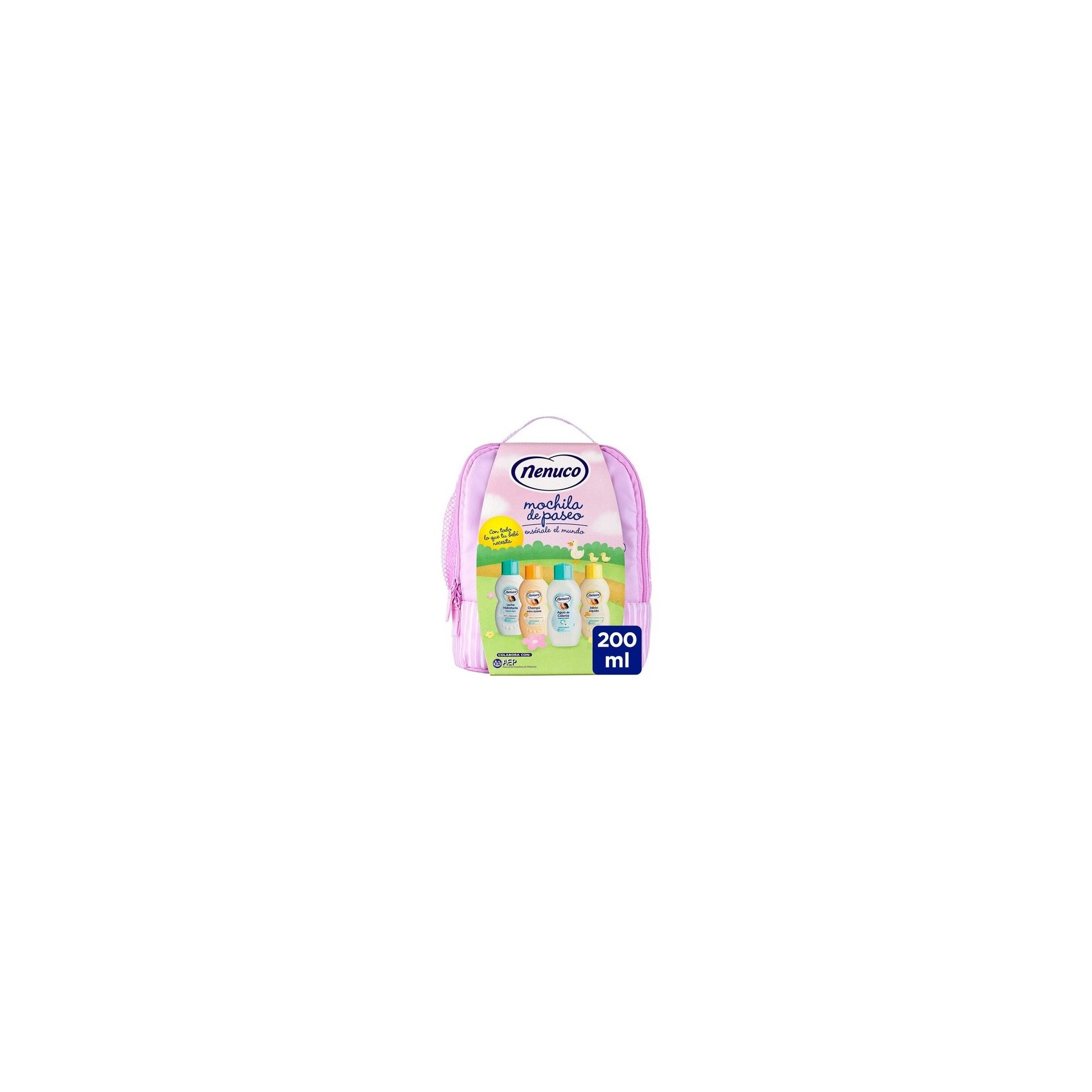 Nenuco Pink Backpack Eau de Cologne, Liquid Soap, Shampoo, and Moisturising Milk