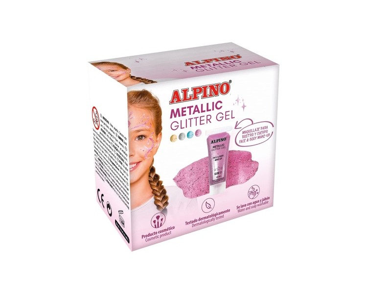 Alpino Fiesta Metallic Glitter Gel with Pink Base 6-Pack