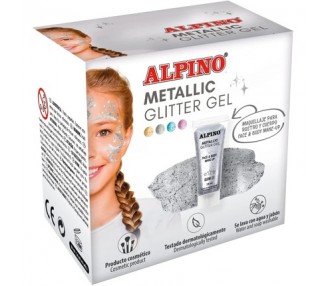 Alpino Fiesta Metallic Glitter Gel Silver 6-Pack