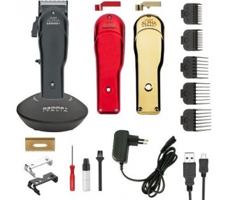 Gamma Piu Absolute Alpha Professional Cordless Clipper with 3 Interchangeable Covers: Red, Matte Gold, and Matte Black