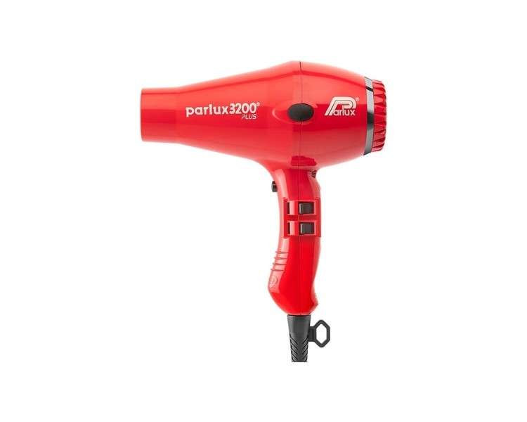 Parlux 3200 Plus Hair Dryer in Raunchy Red Lightweight Compact 1900W Dryer with Ultra High Tech Ionic Technology Salon Favourite 2 Speed Settings 3 Heat Controls Cool Shot Button