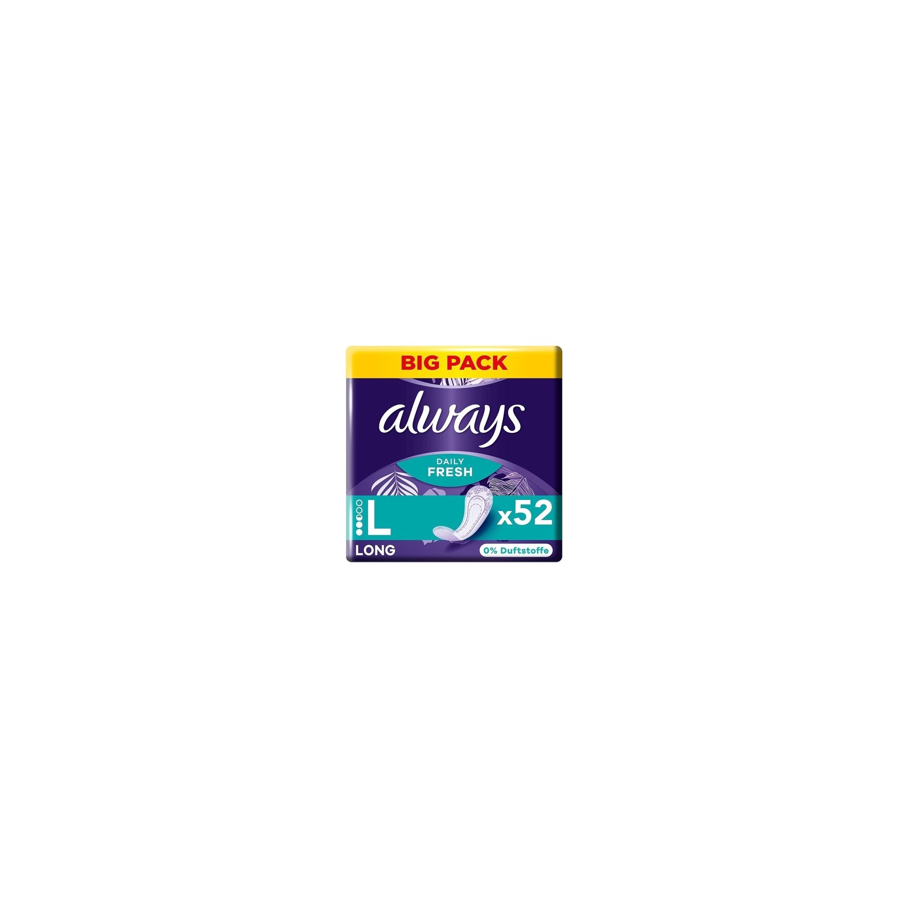 Always Daily Fresh Long Pantyliners 52 Pieces 0% Fragrance
