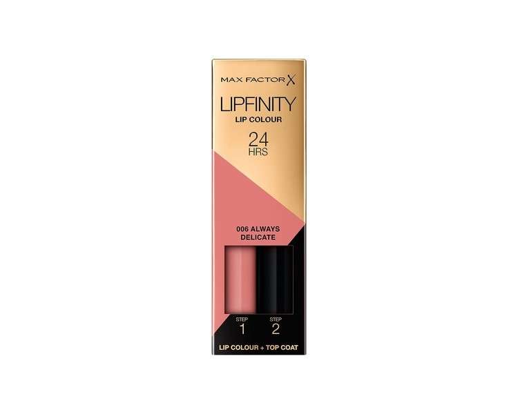Max Factor Lipfinity Lip Colour Lipstick, 2-Step Long Lasting, 006 Always Delicate, 2.3ml