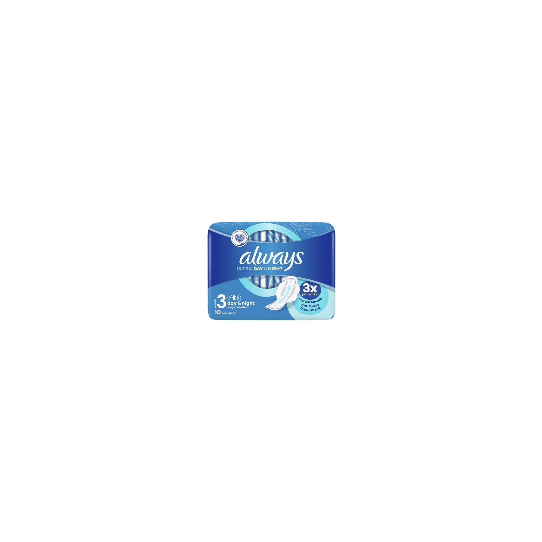 Always Ultra Day & Night Sanitary Pads Size 3 with Wings - Pack of 10