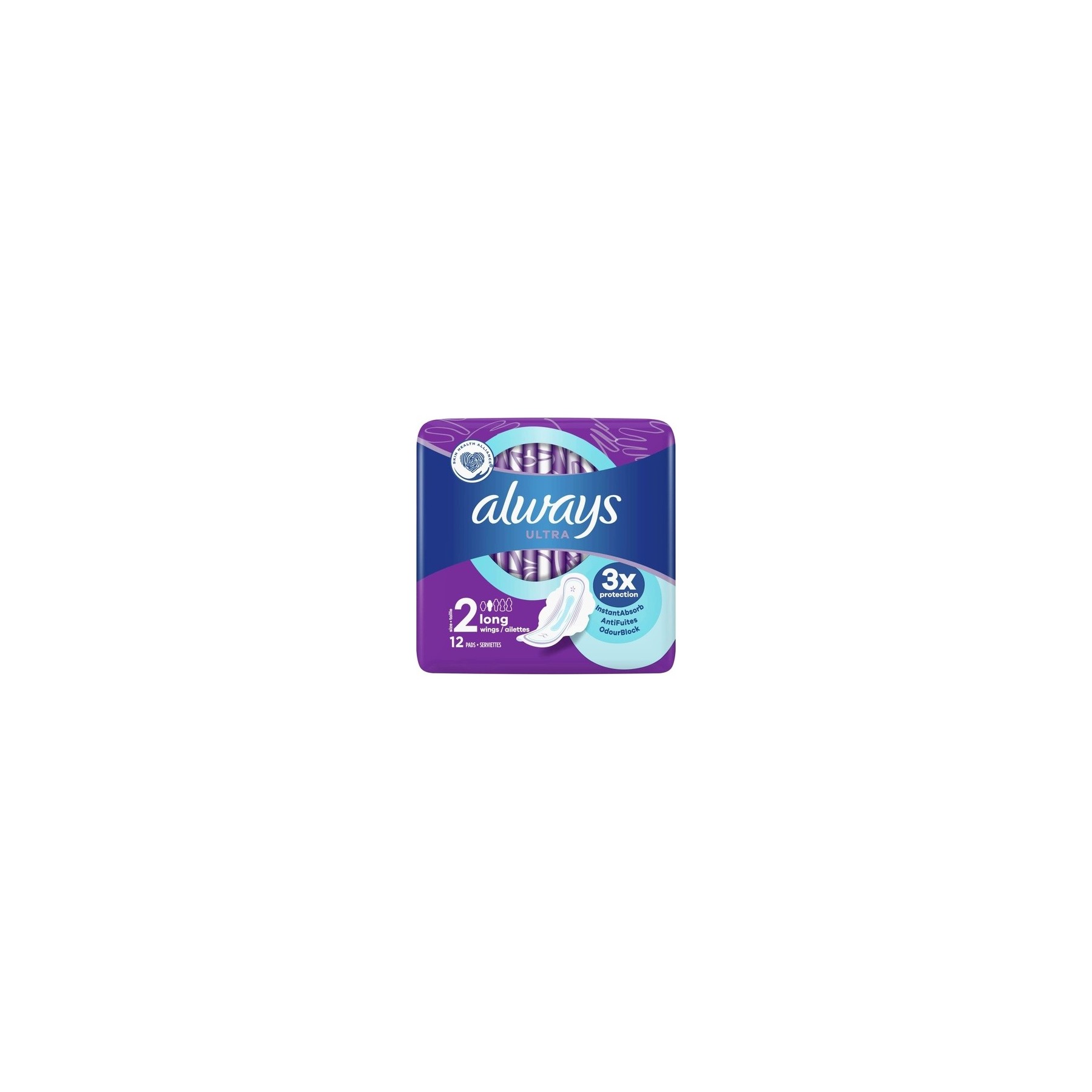 Always Ultra Sanitary Pads Long Size 2 with Wings 12 Count