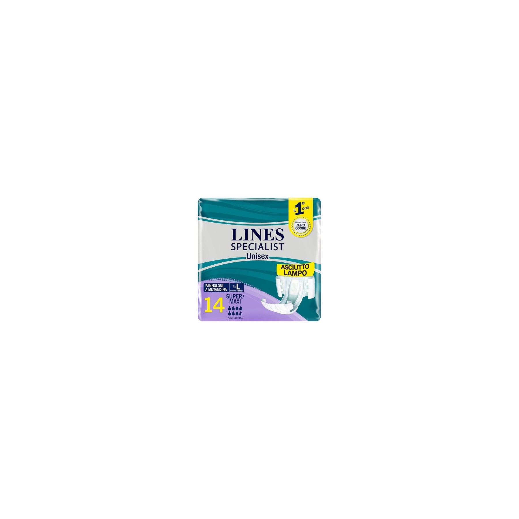 Lines Specialist Incontinence Nappy Size L 12+2