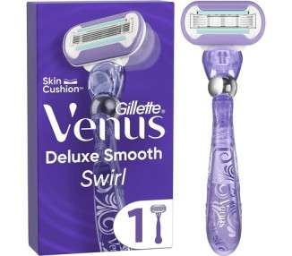 Gillette Venus Deluxe Smooth Swirl Women's Razor 1 Blade 5 Durable Blades
