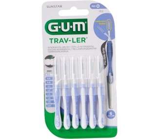GUM Trav-ler Interdental Brush 0.6mm Light Blue 6 Count - Pack of 6