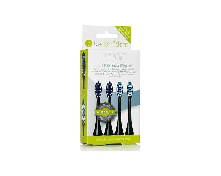 Beconfident Sonic Regular/Whitening Toothbrush Heads 4-Piece Kit Black