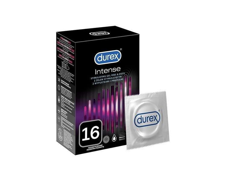 Durex Intense Condoms Ribbed and Dotted with Stimulating Gel for Intense Female Pleasure 16 Condoms