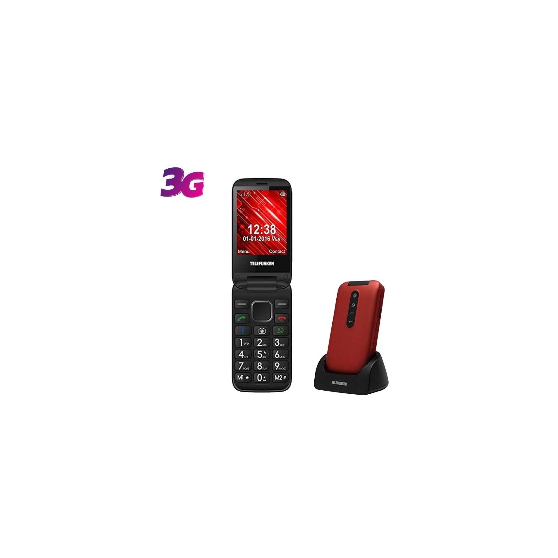 Teléfono móvil telefunken tm 360 cosi para personas mayores/ rojo