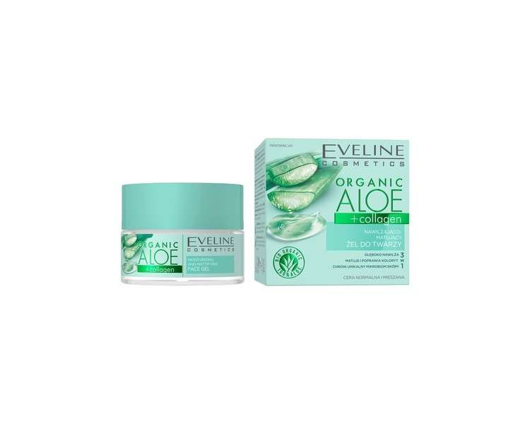 Eveline Cosmetics Organic Aloe + Collagen Moisturizing Mattifying Face Gel 50ml