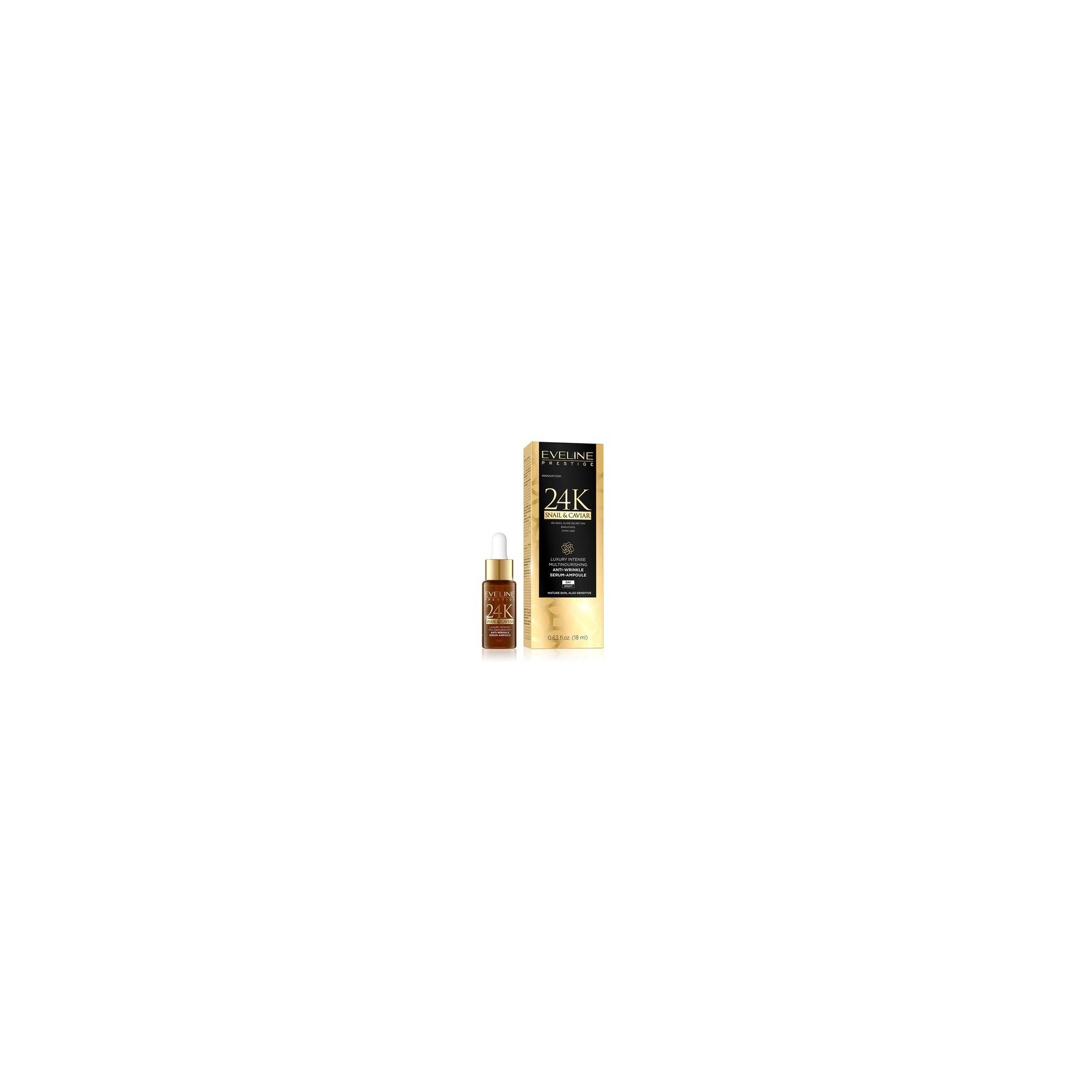Eveline Cosmetics Prestige 24k Snail & Caviar Face Serum with Multiple Nutrients 18ml - Regenerating Properties