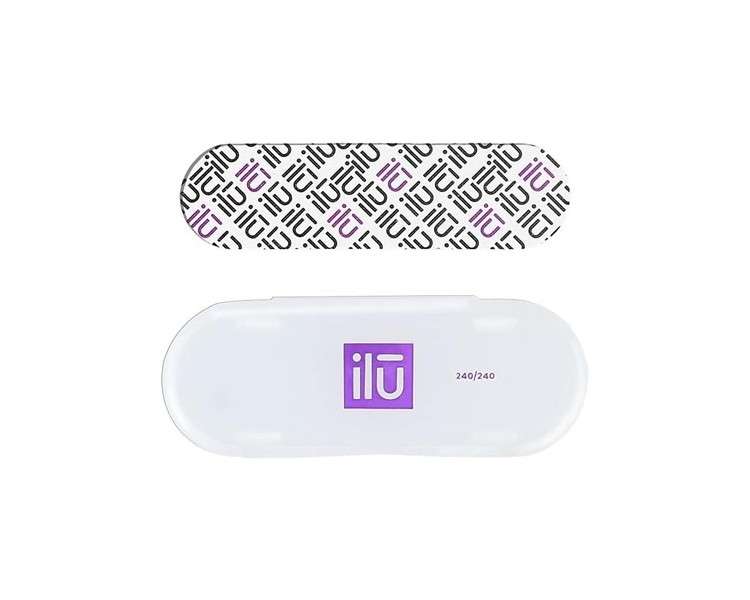 T4B ILU Professional Mini Nail File Straight 240/240 for Natural Acrylic Gel Nails with Case