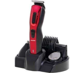 Mesko MS2931 Professional 5-in-1 Electric Hair Clipper for Men - Stainless Steel Blades and Heads - Red/Black