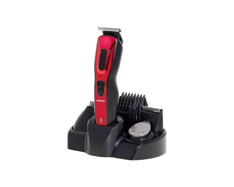 Mesko MS2931 Professional 5-in-1 Electric Hair Clipper for Men - Stainless Steel Blades and Heads - Red/Black