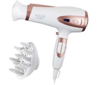 ADLER AD 2248 Hair Dryer with Diffuser and Ionizer 2200W 2 Speeds 3 Temperatures