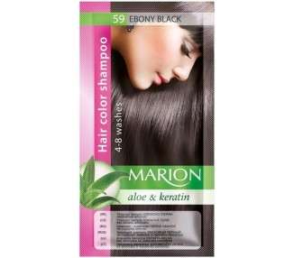 Marion Hair Dye Shampoo in Bag Semi-Permanent Color with Aloe and Keratin 59 Ebony Black