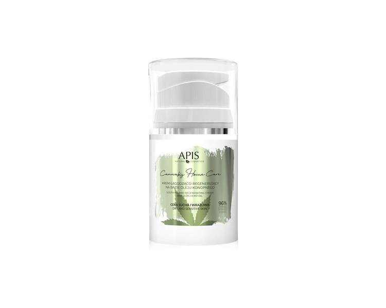 APIS Cannabis Home Care Soothing and Regenerating Face Cream with Cannabis Fragrance Water, Shea Butter, and Hyaluronic Acid 50ml