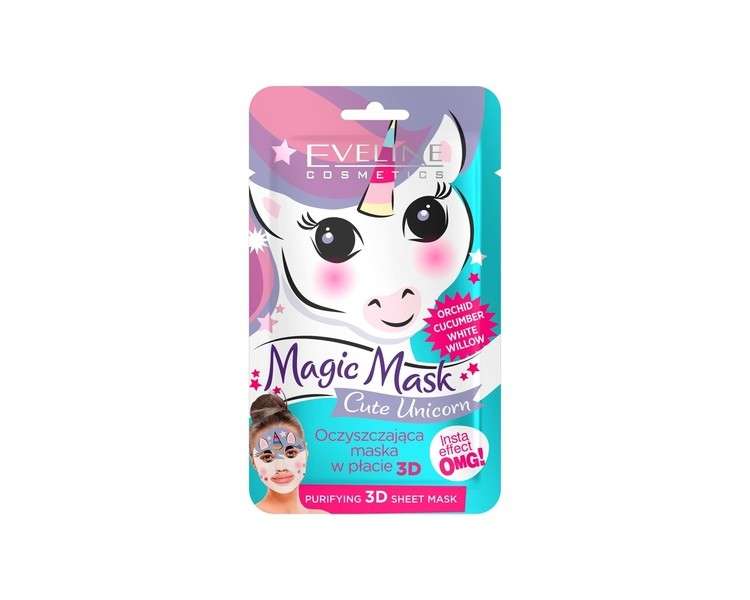 Eveline Cosmetics Magic Mask Cleaning Cloth Mask 3D Cute Unicorn