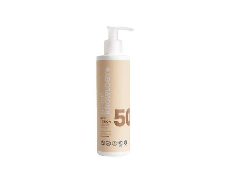 DermaKnowlogy Sunscreen Lotion SPF50 for Sensitive Skin - Coral & ECO Certified, Water Resistant, Vegan 200ml