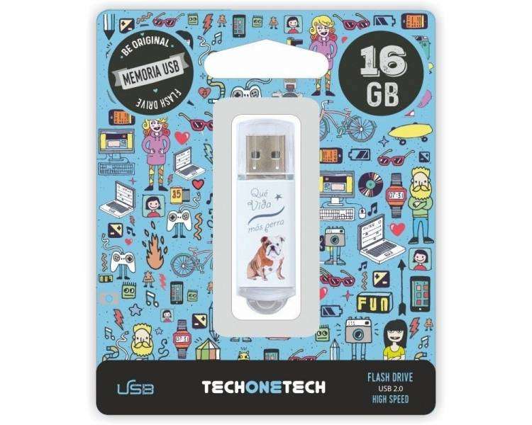 Memoria USB Pen Drive 16gb tech one tech que vida mas perra usb 2.0