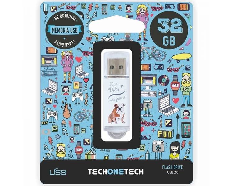 Memoria USB Pen Drive 32gb tech one tech que vida mas perra usb 2.0
