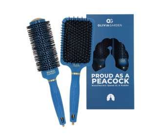 Olivia Garden Peacock Hair Brush Gift Set for Detangling and Styling
