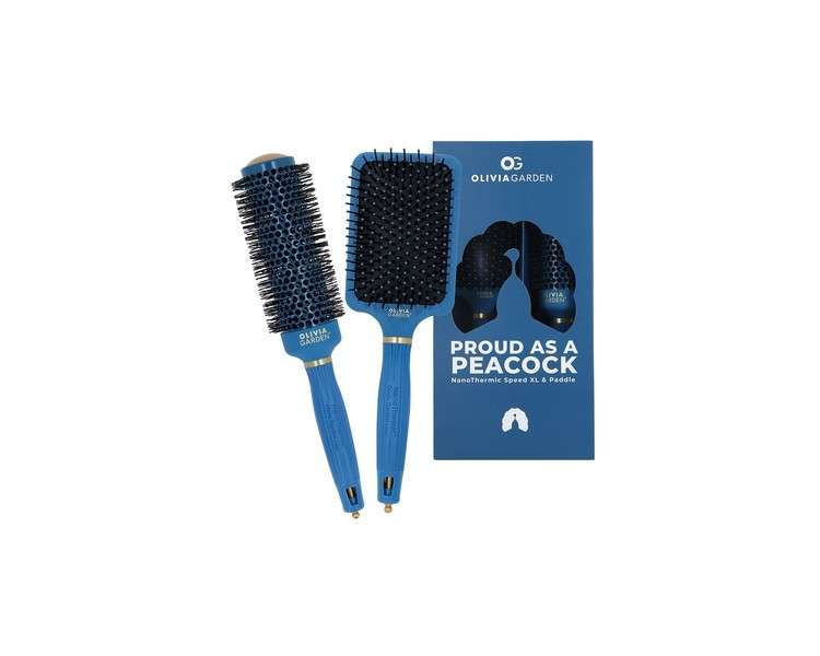 Olivia Garden Peacock Hair Brush Gift Set for Detangling and Styling