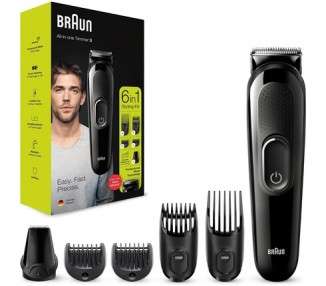 Braun 6-in-1 Beard Trimmer Series 3 with Hair and Nose Trimmer MGK3235 - Black Razor