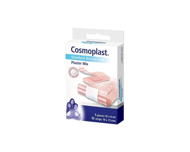 Cosmoplast Universal Combination Pack 10 Packs of 5 Adhesive Bandages and 10 Strips