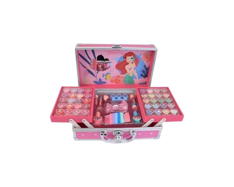 Lip Smacker Disney Princess Traincase for Kids 40+ Piece Makeup Giftset with Lip Glosses Creamy Eyeshadows and Nail Polishes Hair and Makeup Accessories Included