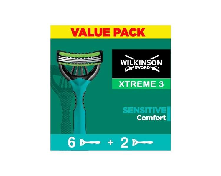 Wilkinson Xtreme 3 Pure Sensitive Disposable Razors 6+2 Count
