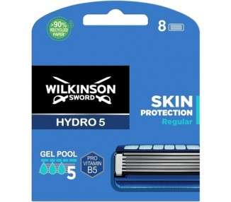 Wilkinson Sword Hydro 5 Razor Blades for Men 8 Razor Blade Refills with Hydrating Gel and Precision Trimmer
