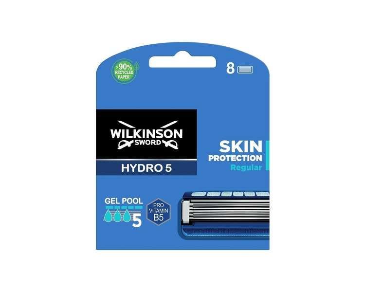 Wilkinson Sword Hydro 5 Razor Blades for Men 8 Razor Blade Refills with Hydrating Gel and Precision Trimmer