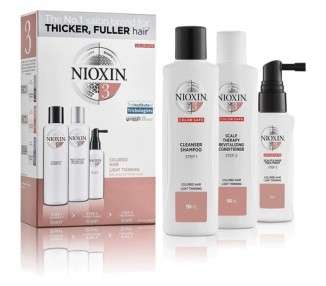 Nioxin 3-Part System 3 Colored Hair with Light Thinning Hair Treatment Scalp Therapy Hair Thickening Treatment Trial Kit 1 Count