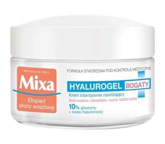 MIXA Hyalurogel Rich Moisturizing Cream for Dehydrated Sensitive Skin 50ml