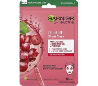Garnier Ultralift Anti Ageing Radiance Boosting Face Sheet Mask 28g