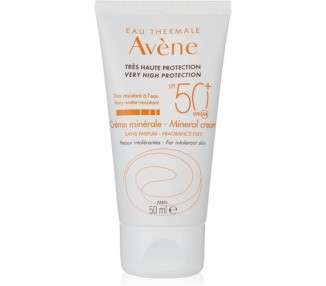 Avène Solar Cream Physical Screen SPF 50 for Intolerant Skin 50ml