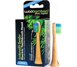 WooBamboo Bamboo Electric Toothbrush Head Replacement 6 Pack - Eco-Friendly and Biodegradable