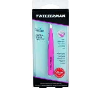 Tweezerman Slant Tip Eyebrow Tweezer Stainless Steel Pink