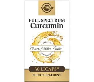 Solgar Full Spectrum Curcumin Softgels 30 Pack Liquid Extract of Turmeric Supports Brain Joint & Immune System Health Gluten Free Gold